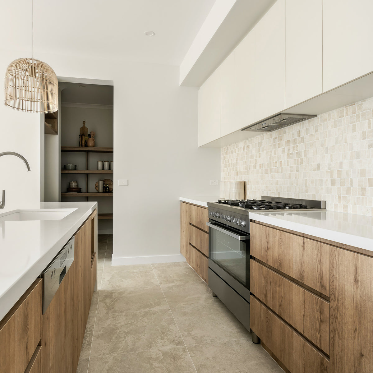 Travertine Crema Microtec Textured Tile - lifestyle view