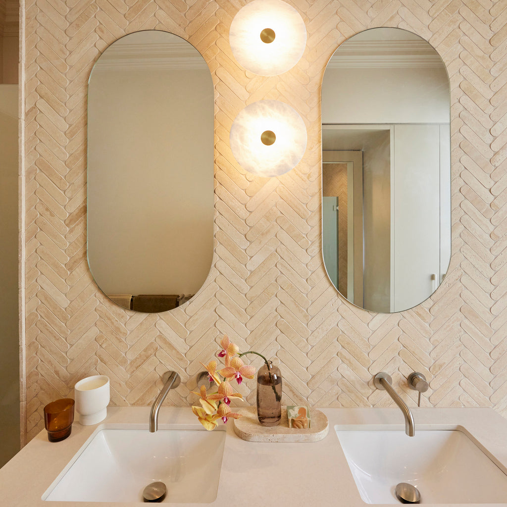 Travertine Crema Microtec Textured Tile - lifestyle view