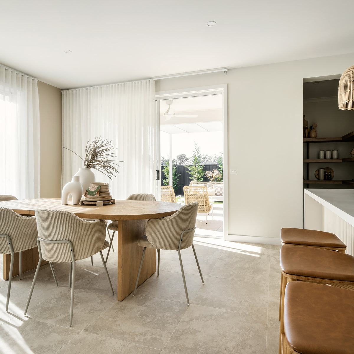 Travertine Crema Microtec Textured Tile - lifestyle view