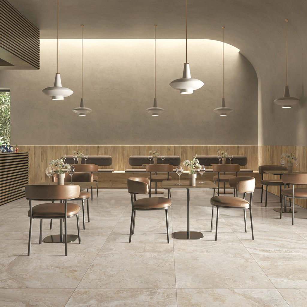 Travertine Crema Microtec Textured Tile - lifestyle view
