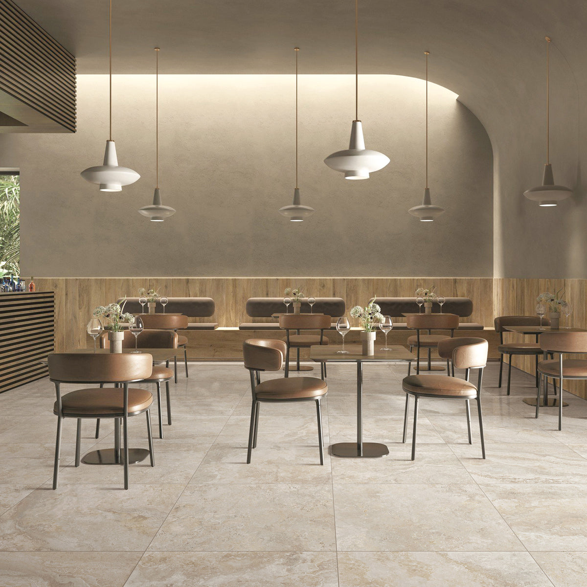 Travertine Crema Microtec Textured Tile - lifestyle view