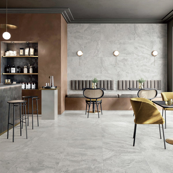 Travertine Grigio Microtec Textured Tile - lifestyle view