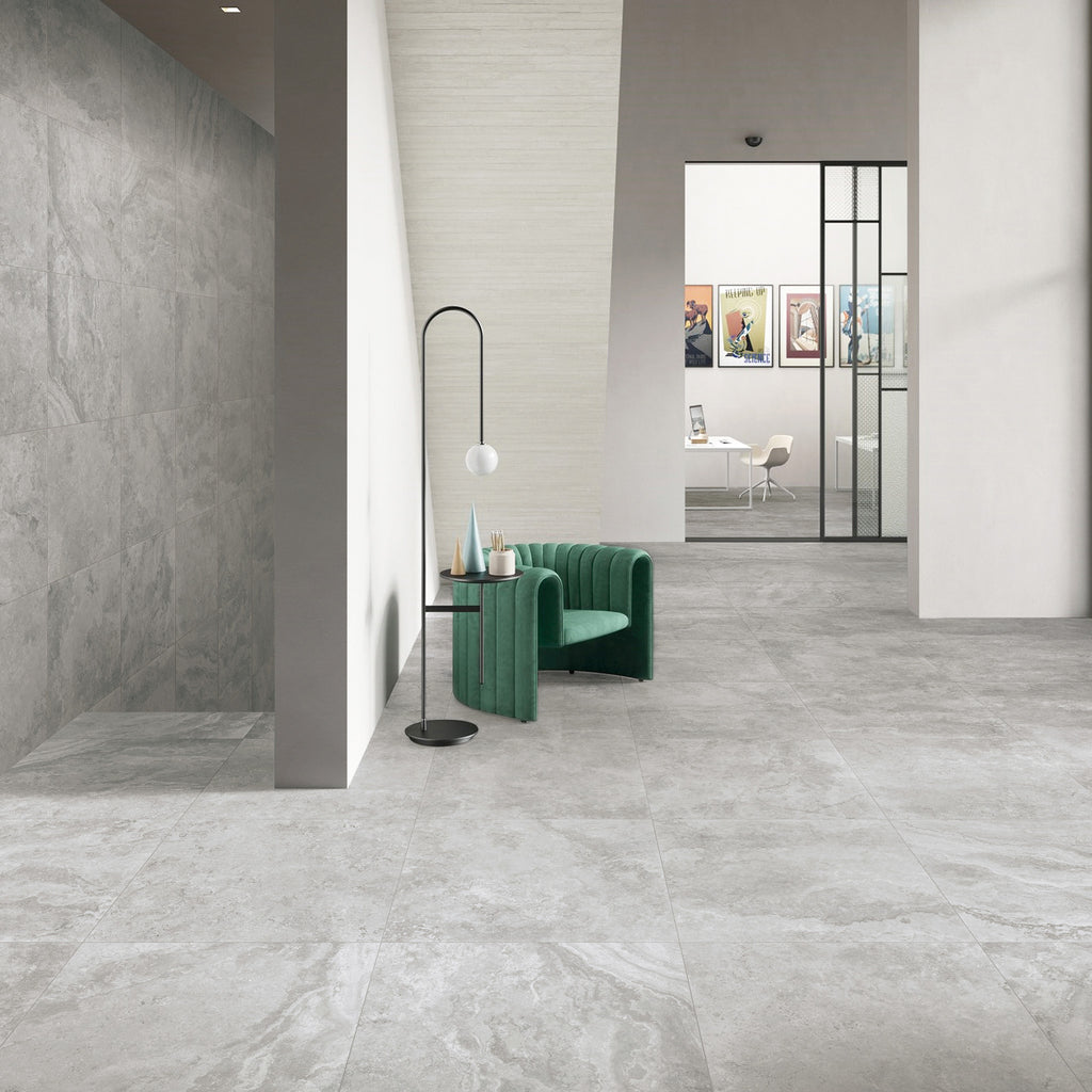 Travertine Grigio Microtec Textured Tile - lifestyle view