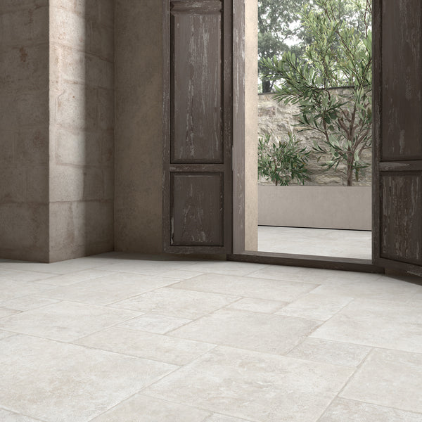 Blanco Limestone Structured Extra Textured French Pattern Tile (Box of 0.72m2) - lifestyle view