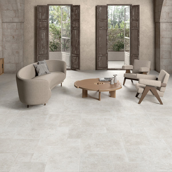 Blanco Limestone Structured Textured French Pattern Tile (Box of 0.72m2) - lifestyle view