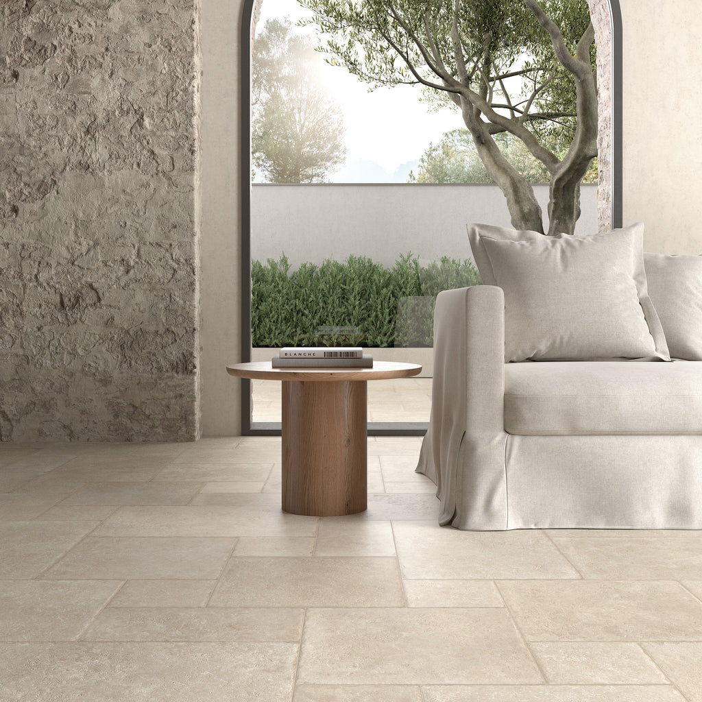 Beige Limestone Structured Textured French Pattern Tile (Box of 0.72m2) - lifestyle view