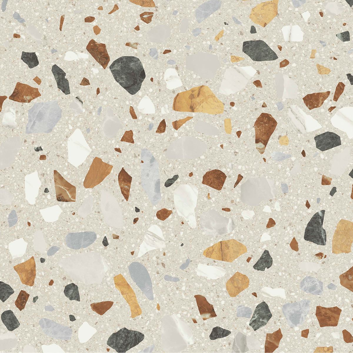 Crisp Beige Terrazzo Textured Tile
