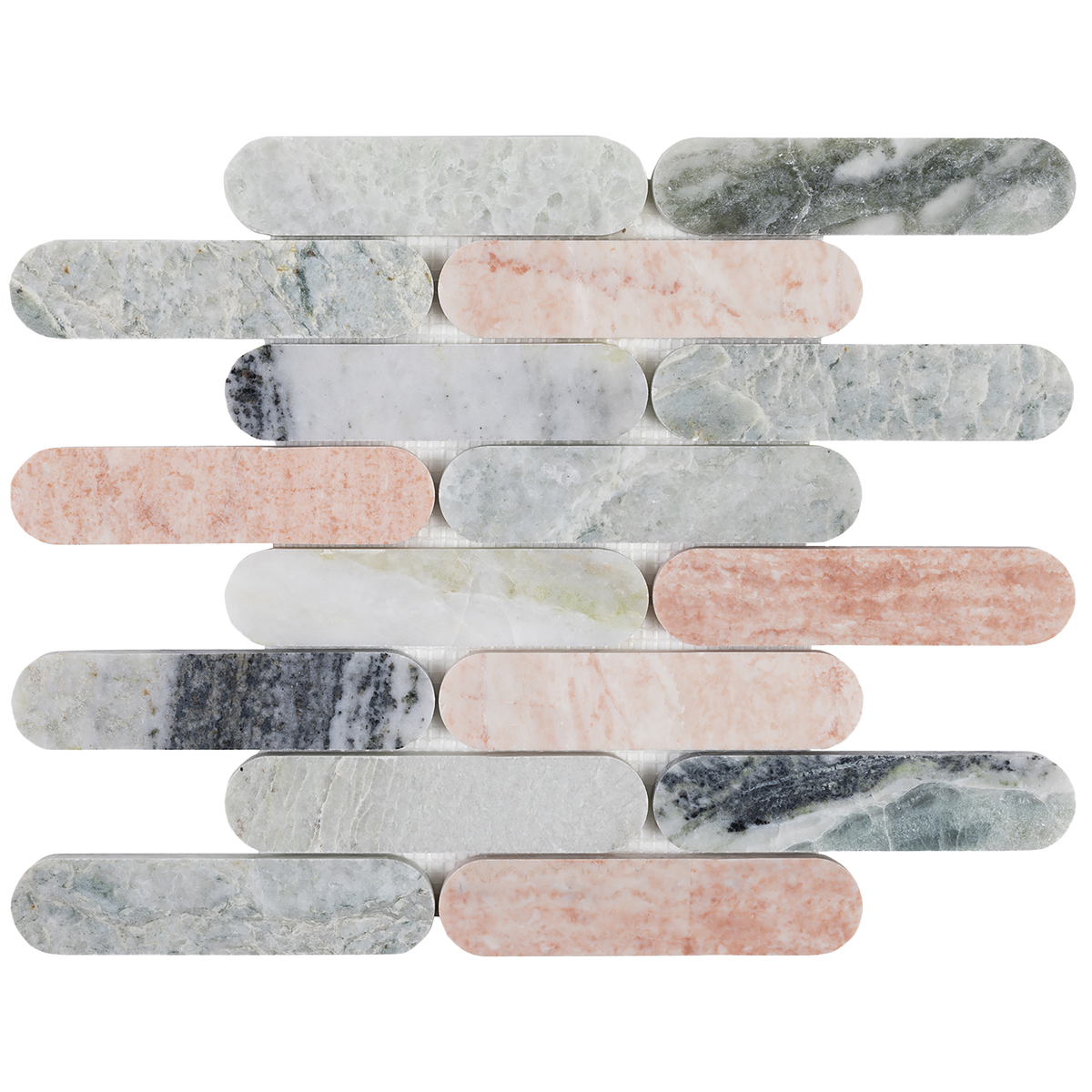 Natural Marble Green-Multi Capsule Honed Mosaic