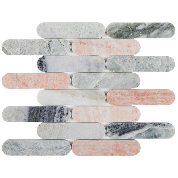 Natural Marble Green-Multi Capsule Honed Mosaic