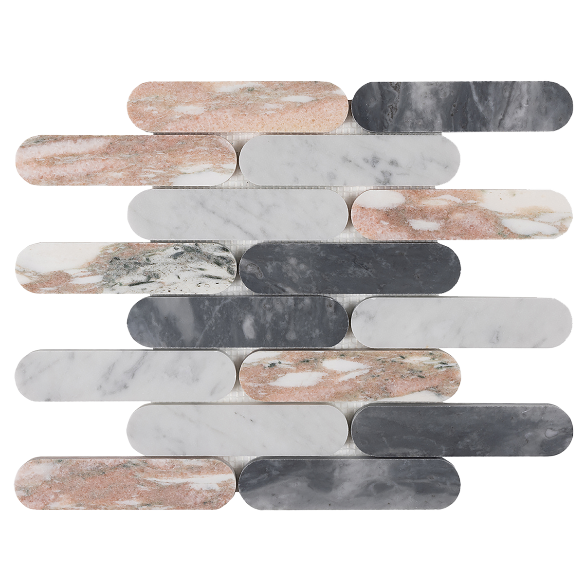 Natural Marble Rose-Multi Capsule Honed Mosaic