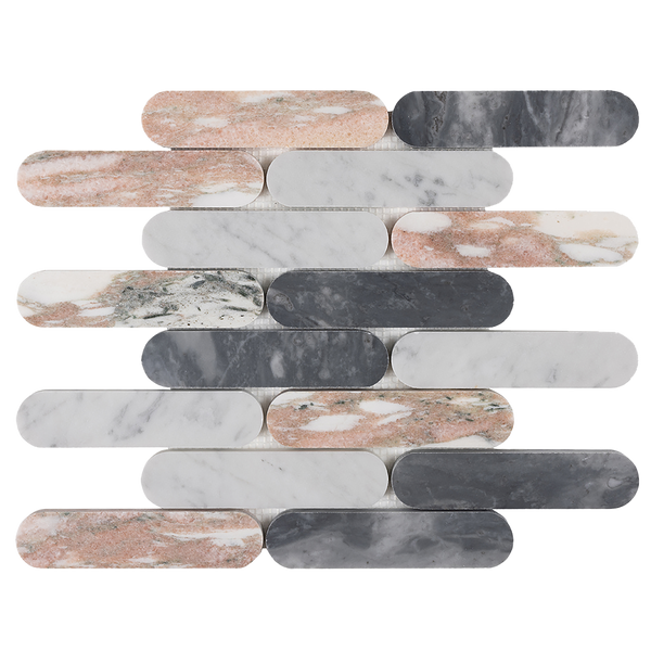 Natural Marble Rose-Multi Capsule Honed Mosaic