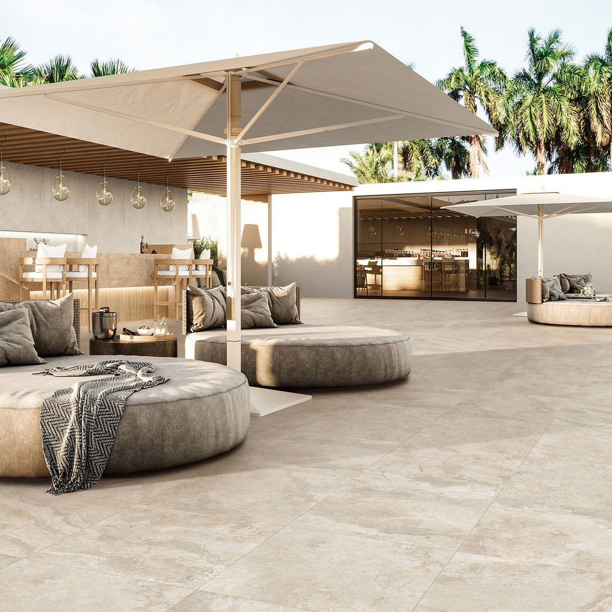 Travertine Crema Structured Textured Paver - lifestyle view