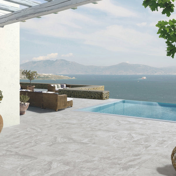 Travertine Grigio Structured Textured Paver - lifestyle view