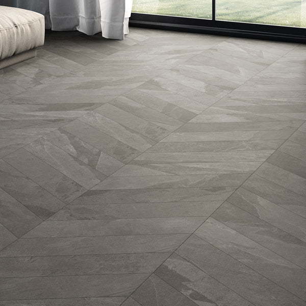 Slate Grey Chevron Textured (6 Pair L&R) Tile - lifestyle view