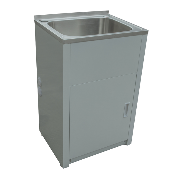 Single Trough & Cab 1TH 557x453 Stainless Steel White