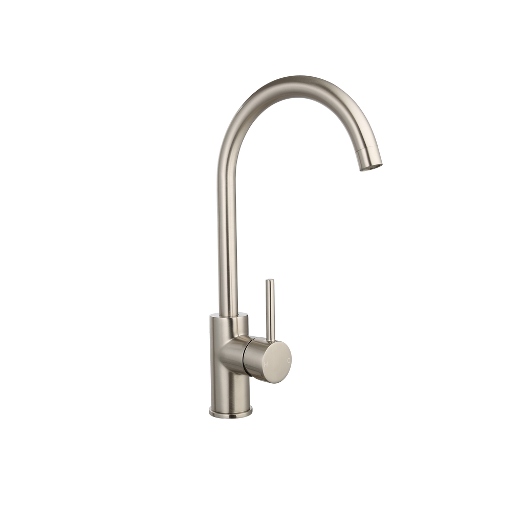 Round Sink Mixer Brushed Nickel