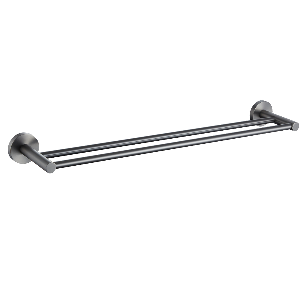 Double Towel Rail 750 Brushed Gun Metal