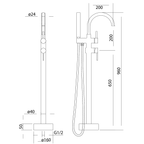 Floor Mounted Bath Mixer w Shower Chrome