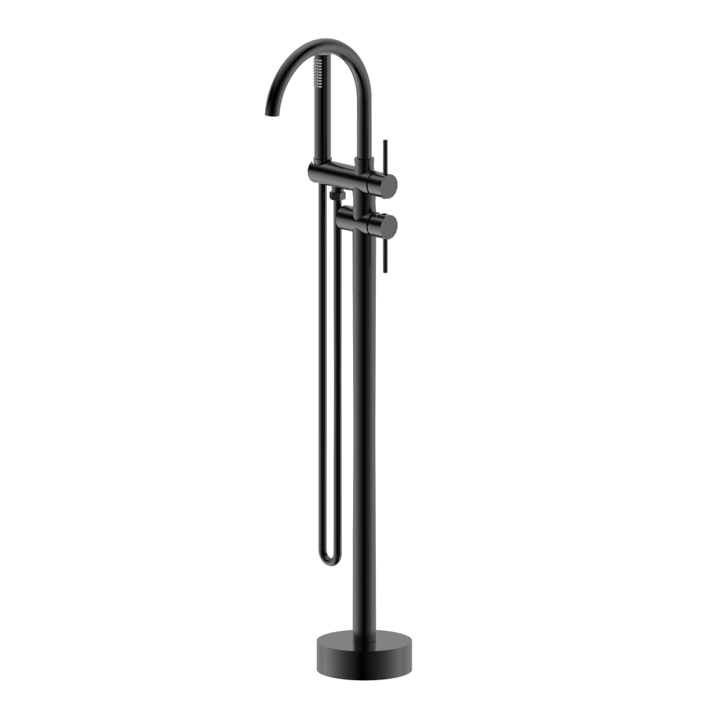 Floor Mounted Bath Mixer w Shower Matt Black