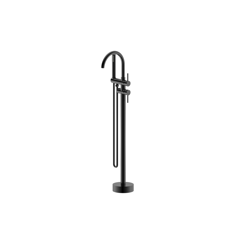 Floor Mounted Bath Mixer w Shower Matt Black