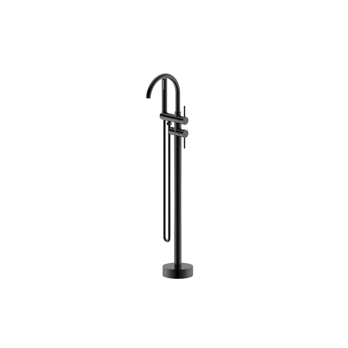 Floor Mounted Bath Mixer w Shower Matt Black