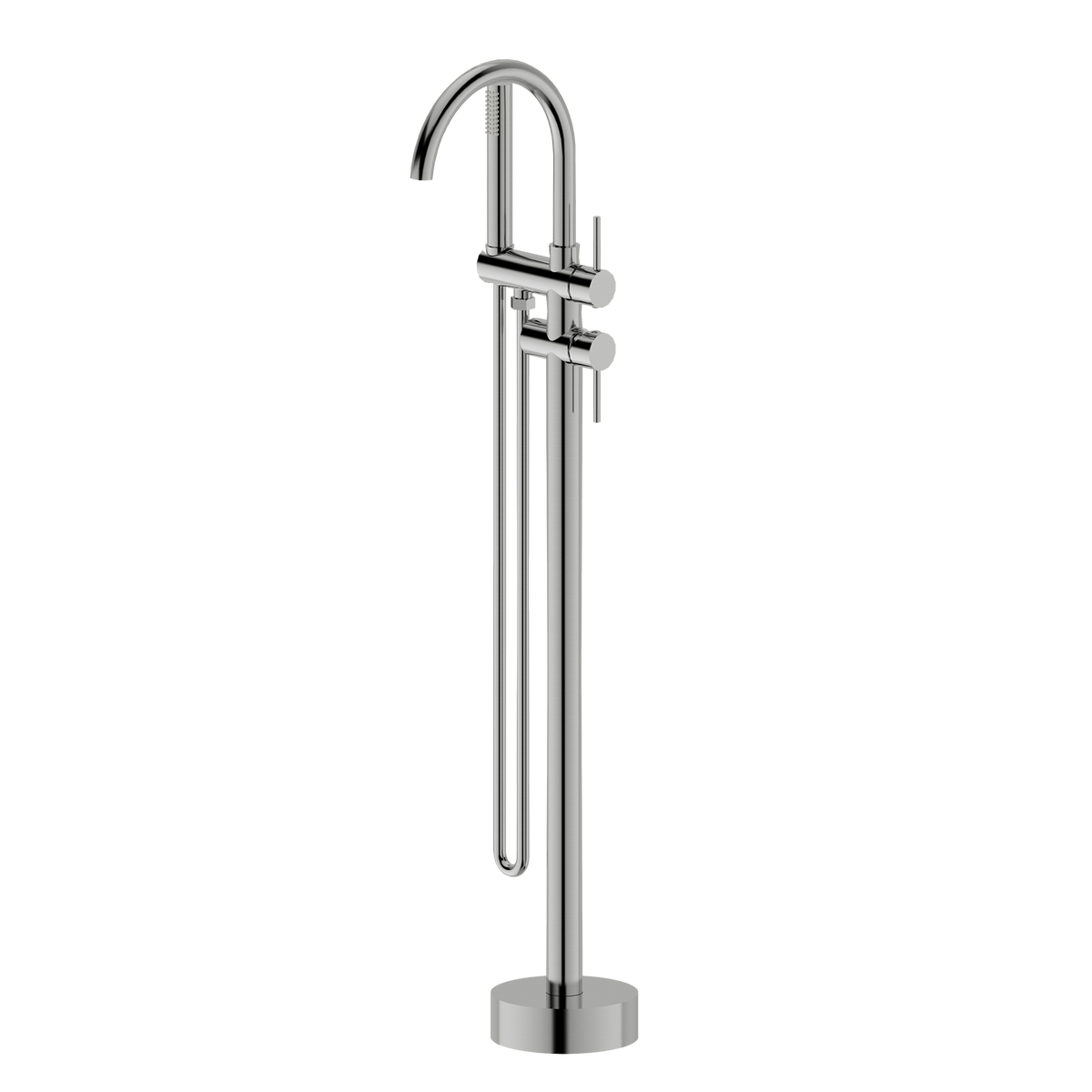 Floor Mounted Bath Mixer w Shower Brushed Nickel