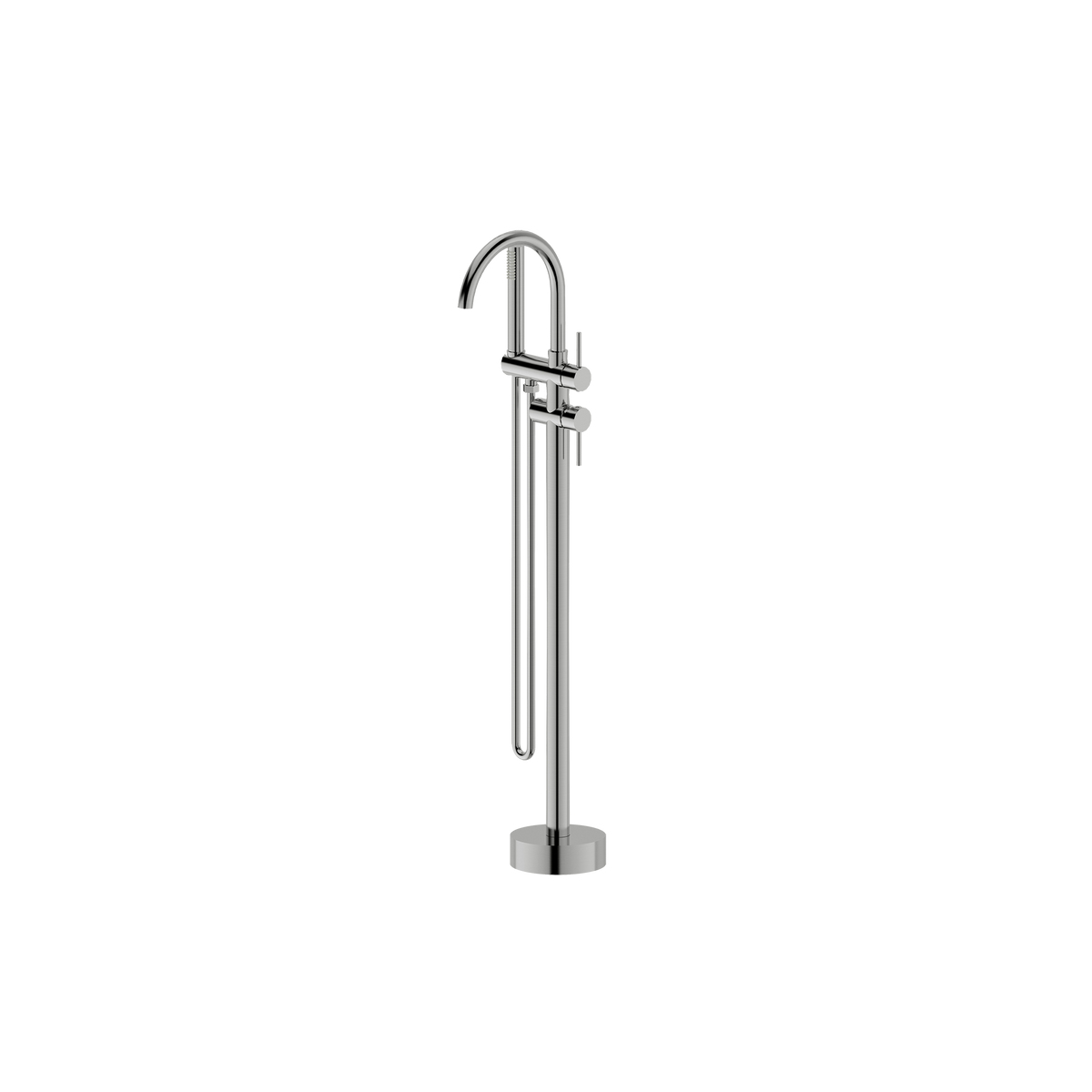 Floor Mounted Bath Mixer w Shower Brushed Nickel