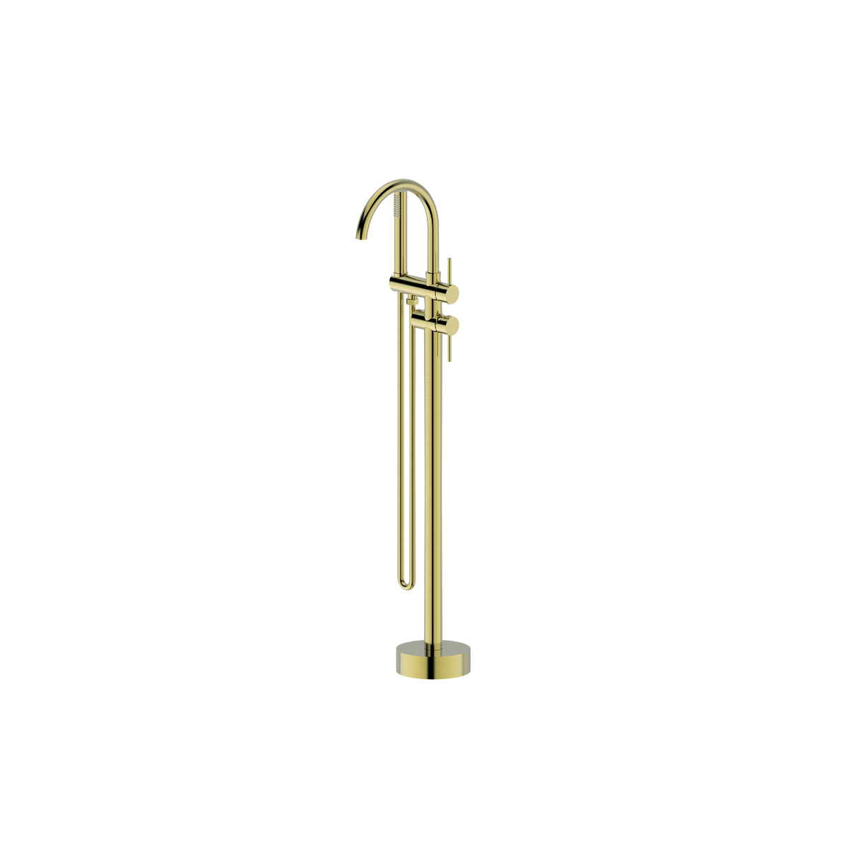 Floor Mounted Bath Mixer w Shower Brushed Gold