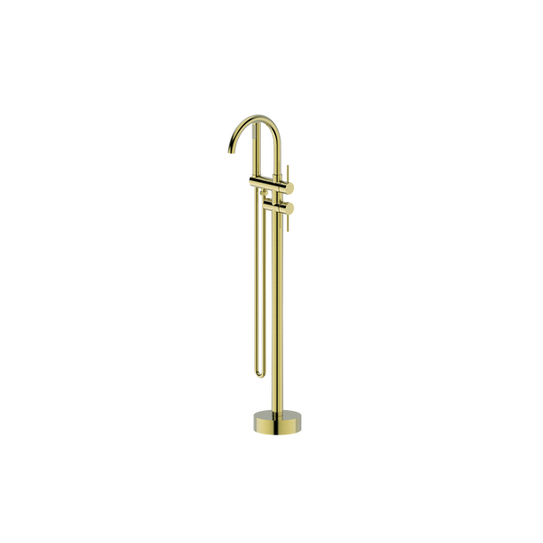 Floor Mounted Bath Mixer w Shower Brushed Gold