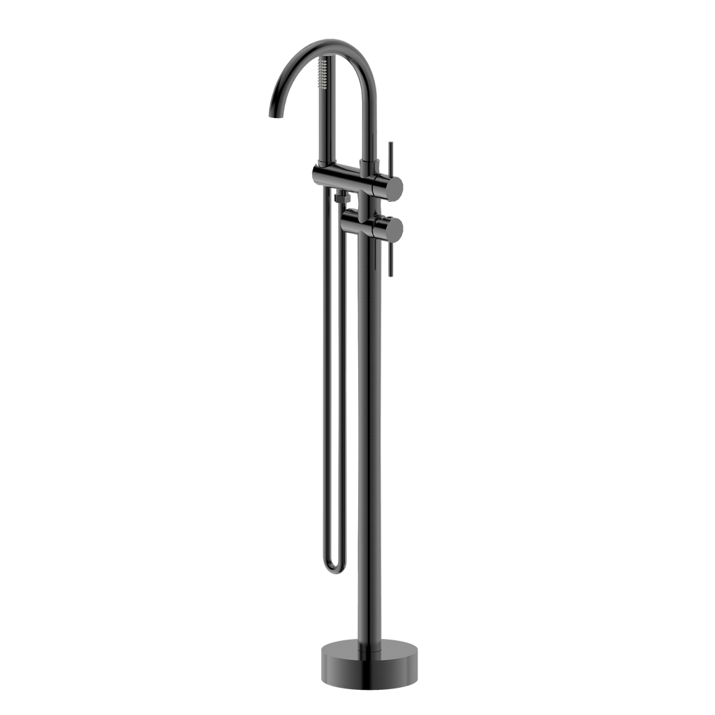 Floor Mounted Bath Mixer w Shower Brushed Gun Metal