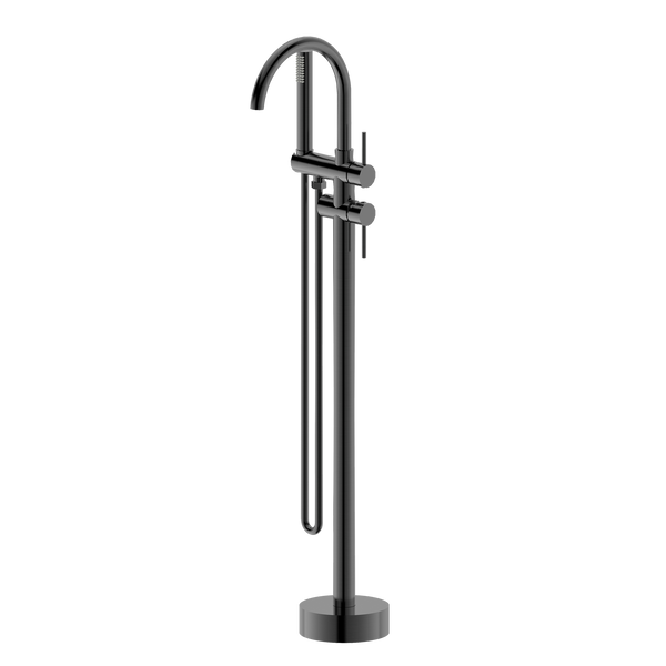 Floor Mounted Bath Mixer w Shower Brushed Gun Metal