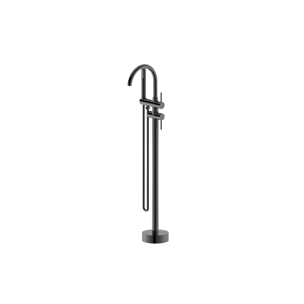 Floor Mounted Bath Mixer w Shower Brushed Gun Metal
