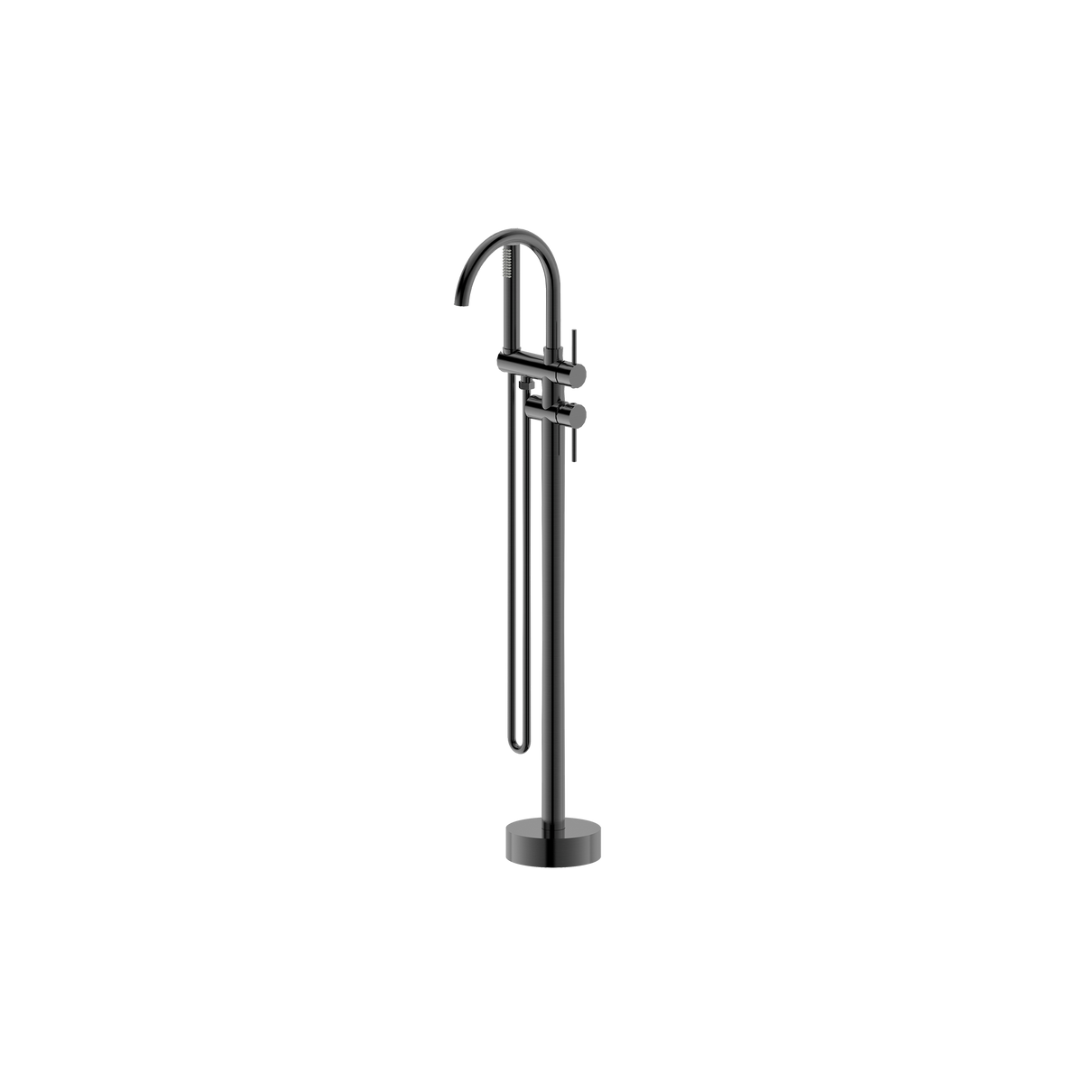 Floor Mounted Bath Mixer w Shower Brushed Gun Metal