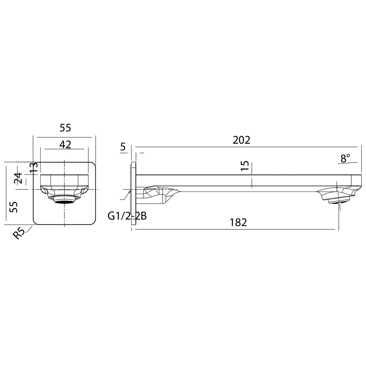 Basin/Bath Outlet 180 Chrome