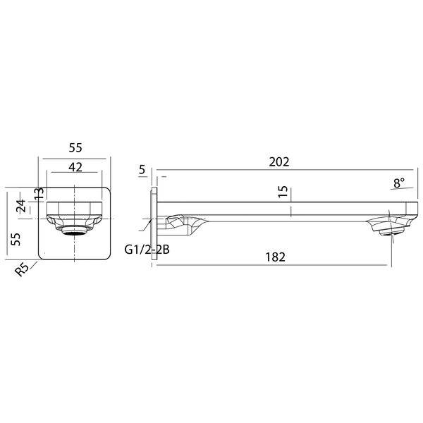 Basin/Bath Outlet 180 Brushed Nickel