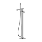 Floor Bath Mixer With Hand Held Shower Brushed Nickel