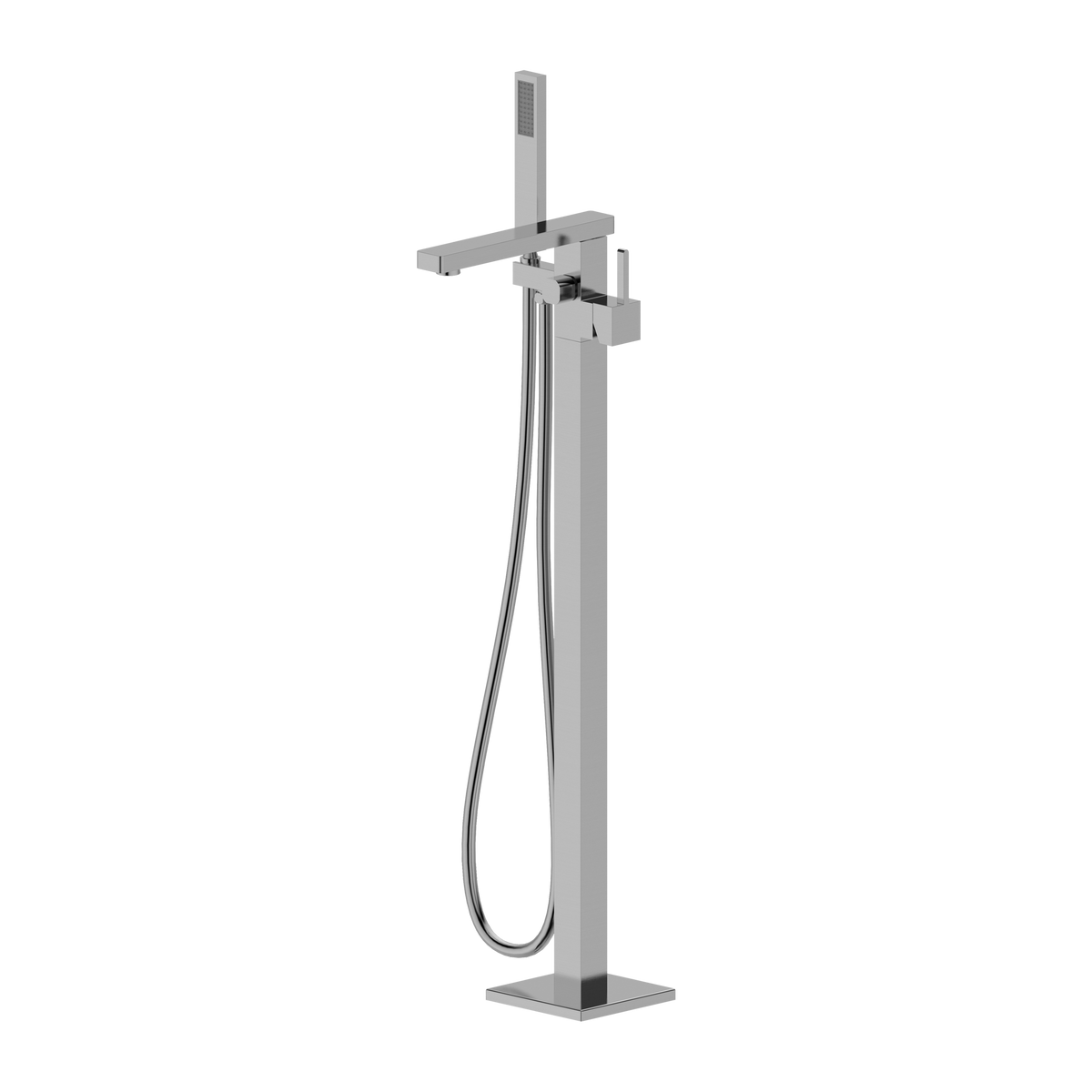 Floor Bath Mixer With Hand Held Shower Brushed Nickel