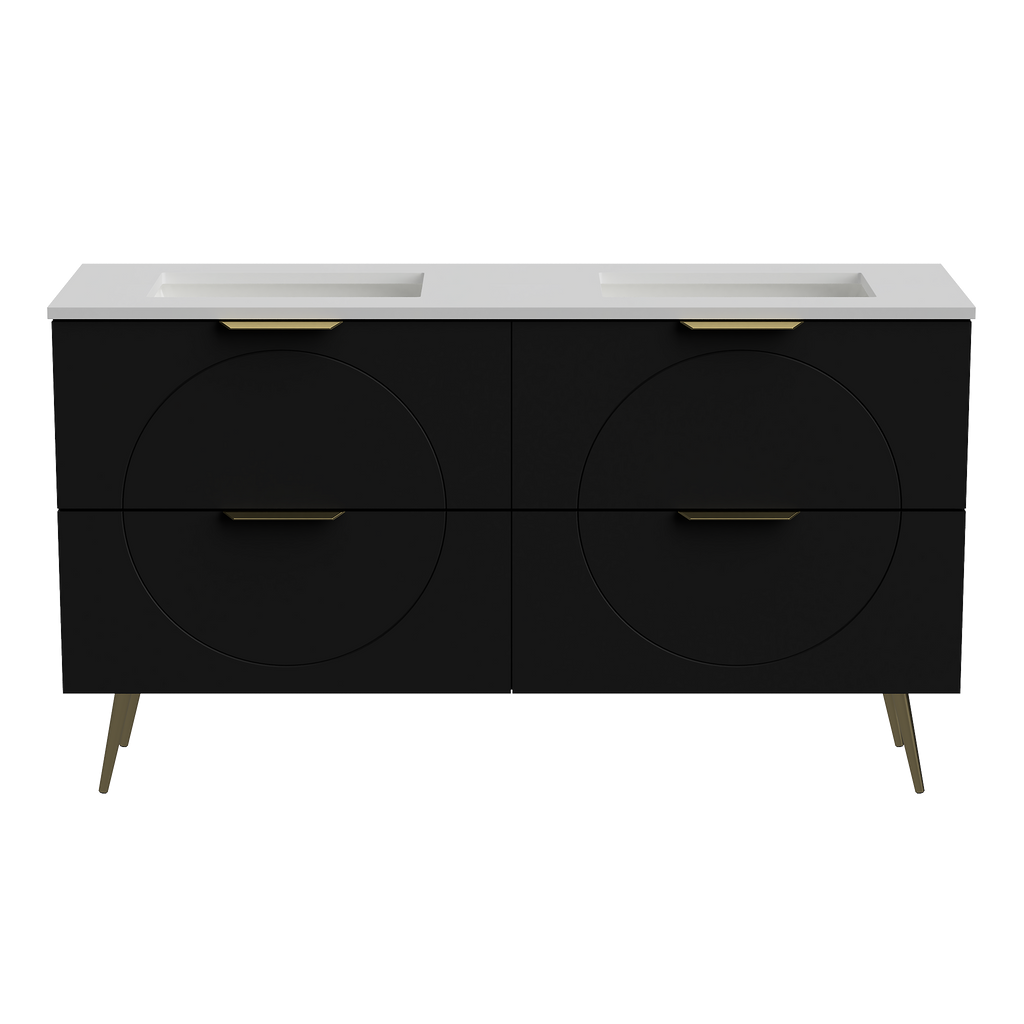 Vanity 1500 Legs Double WG Basins SilkSurface UC Top