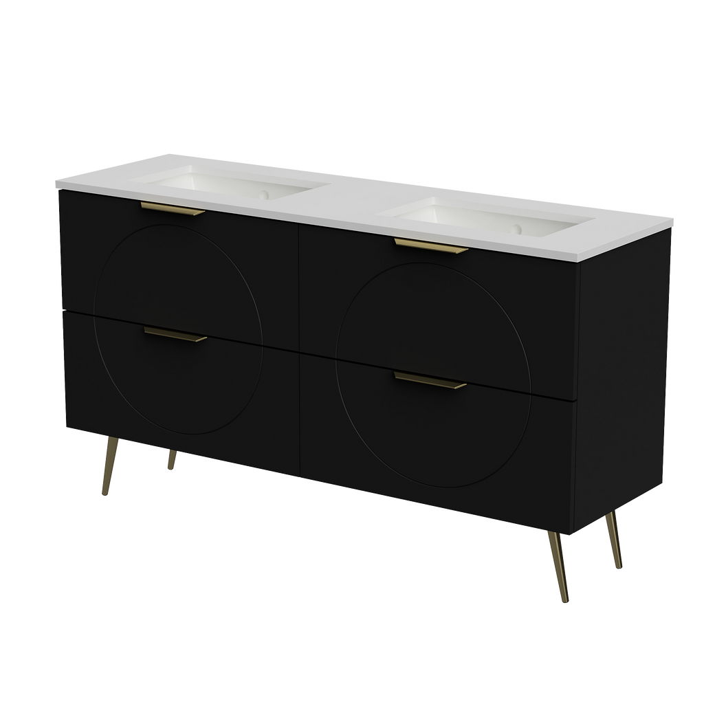Vanity 1500 Legs Double WG Basins SilkSurface UC Top