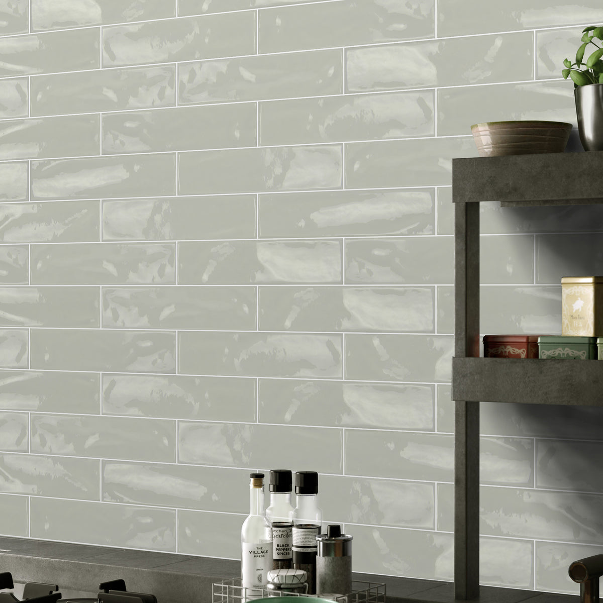 Light Grey Gloss Tile - lifestyle view