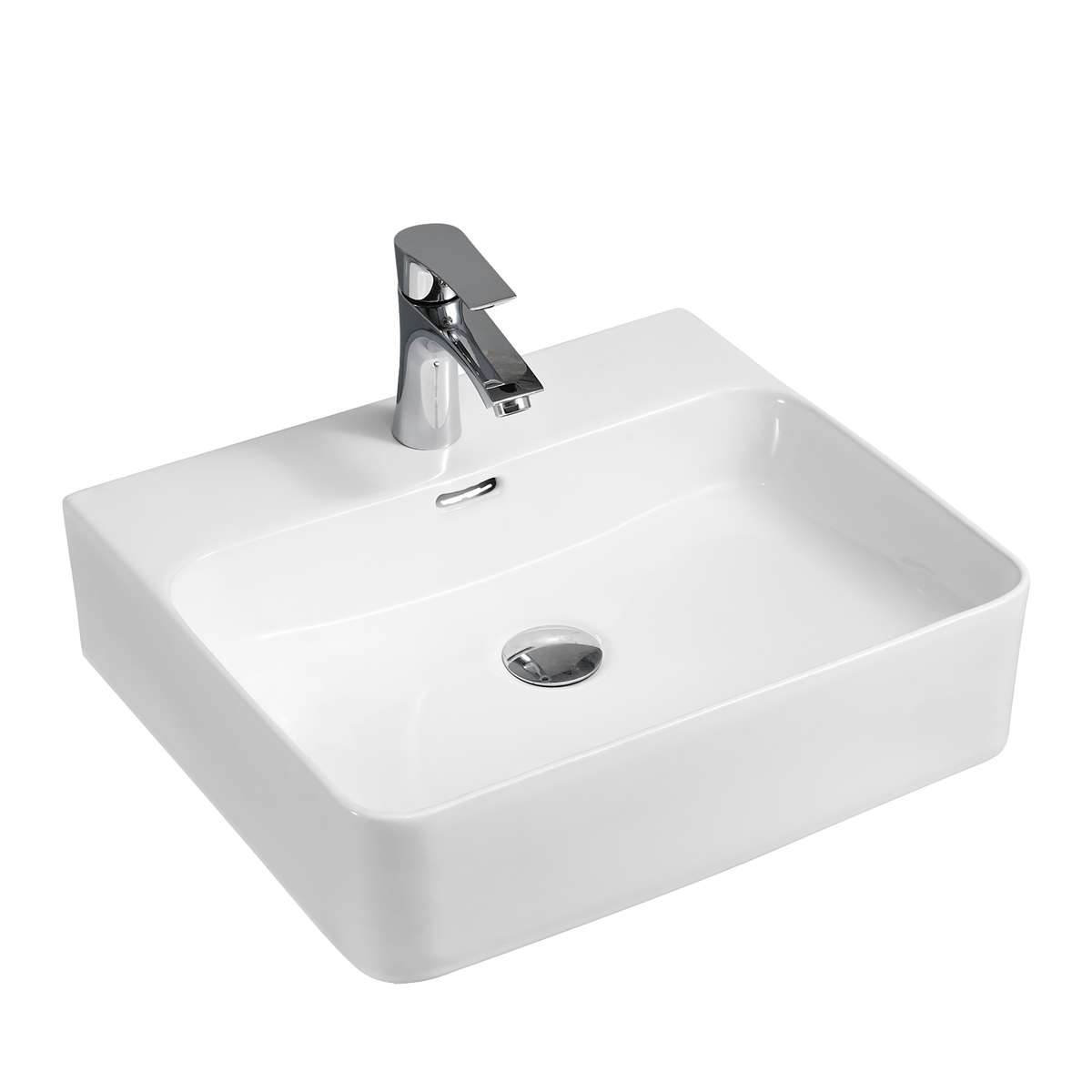 Square Vessel Basin 1TH Ceramic 500x420 Gloss White