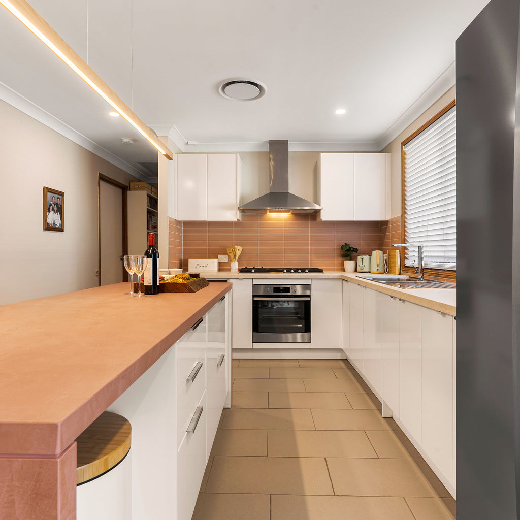 Coral Matt Tile - lifestyle view
