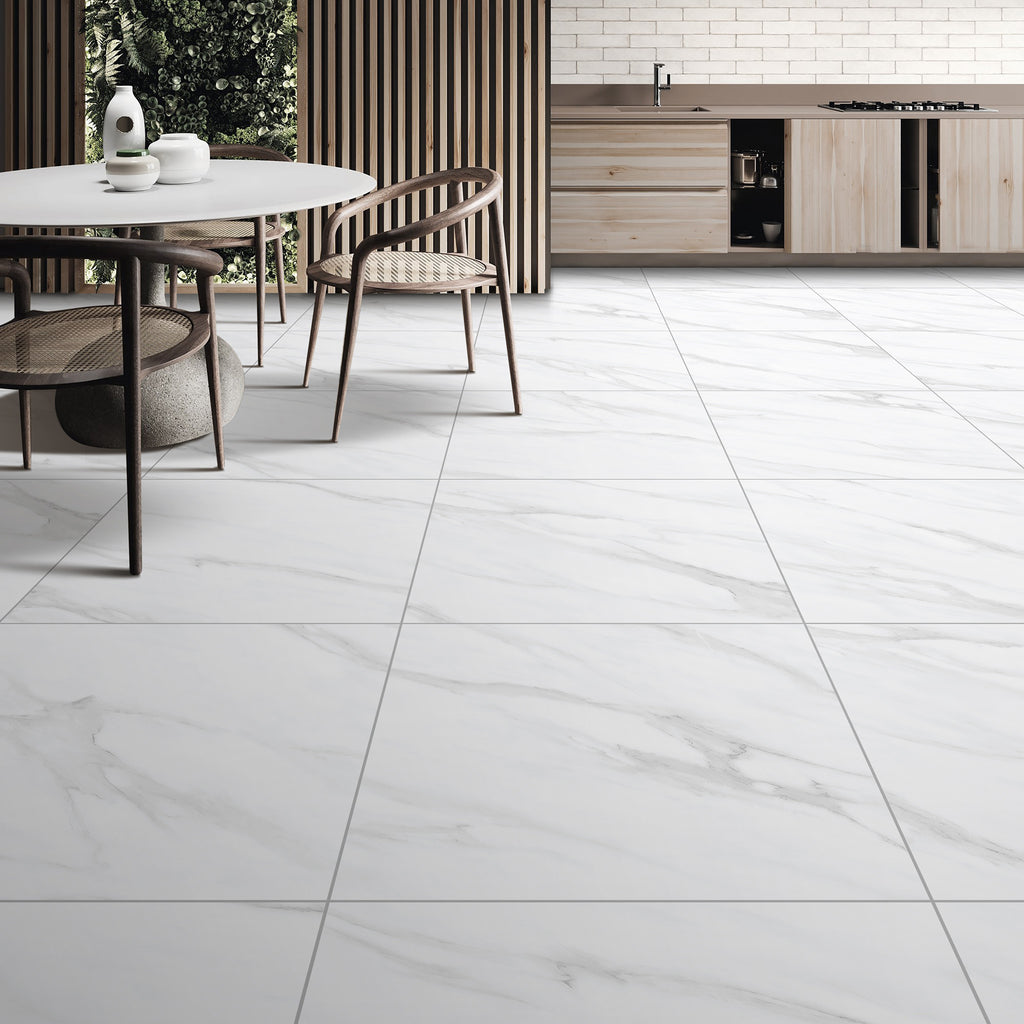 Carrara White Matt Tile - lifestyle view