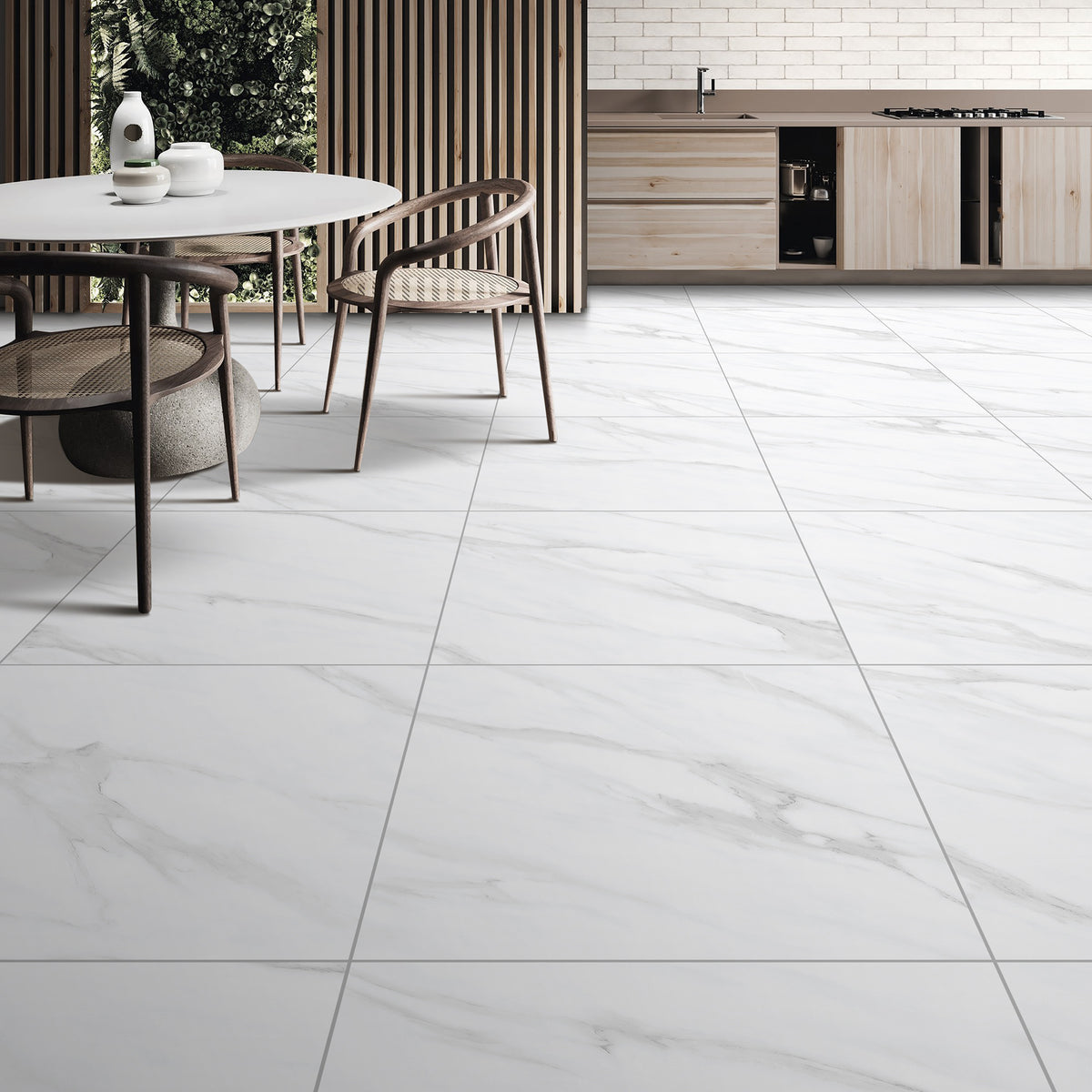 Carrara White Matt Tile - lifestyle view