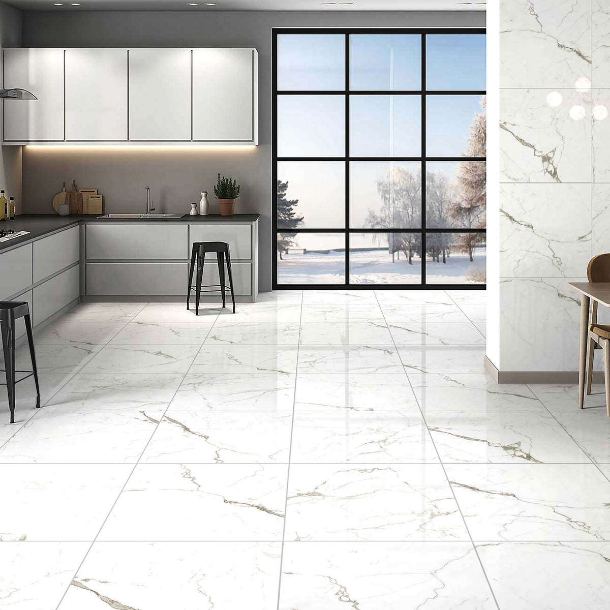 Calacatta White Polished Tile - lifestyle view