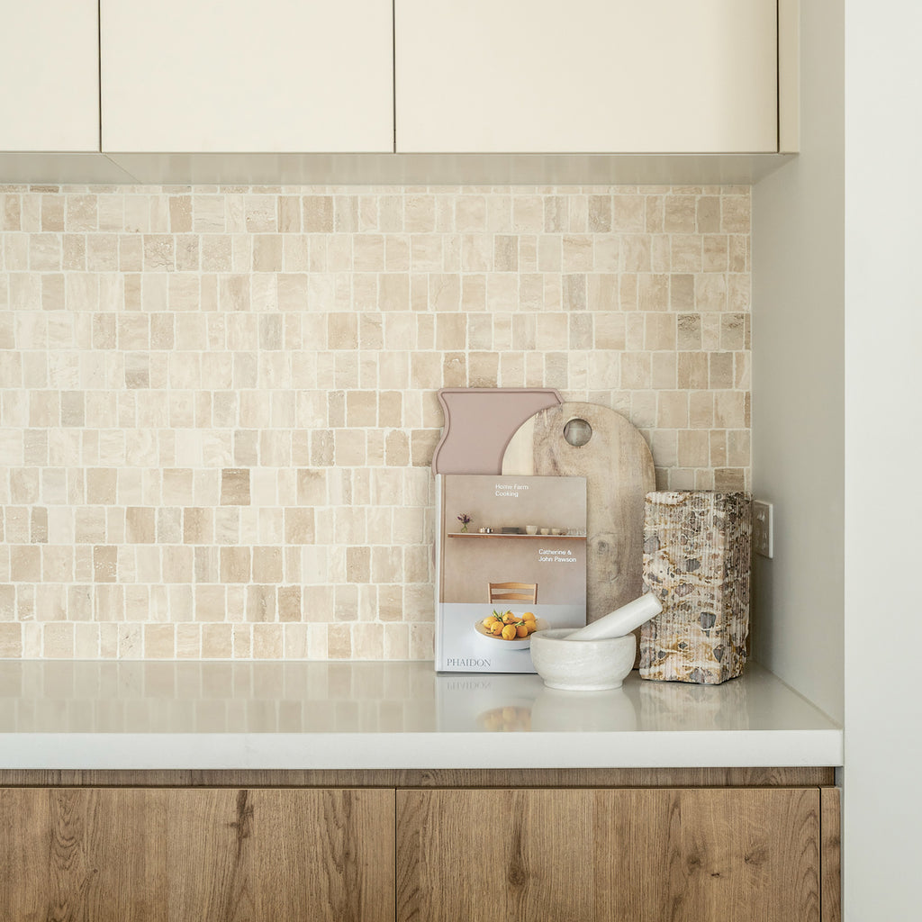 Natural Travertine Appia Honed Mosaic - lifestyle view