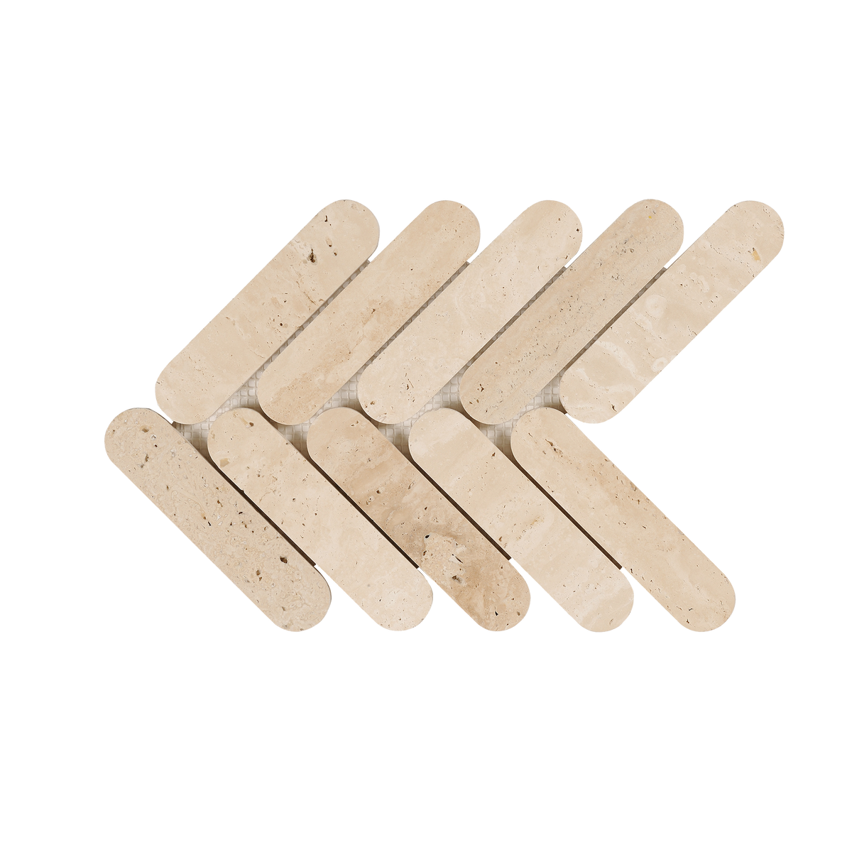 Natural Travertine Beige Connect Herringbone Honed Mosaic