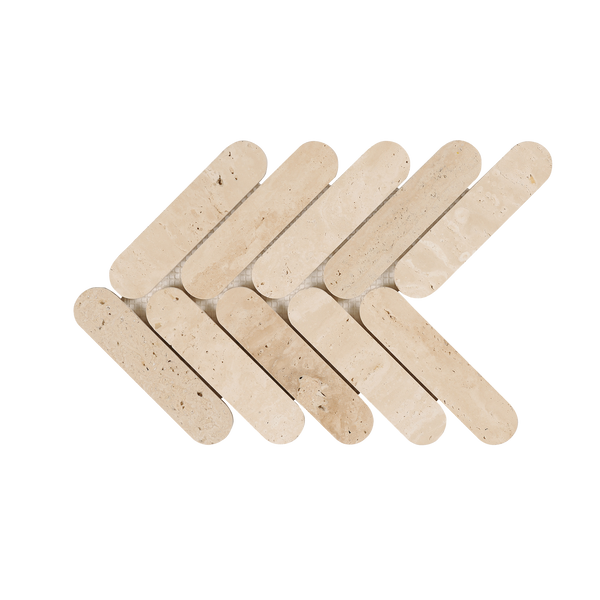 Natural Travertine Beige Connect Herringbone Honed Mosaic