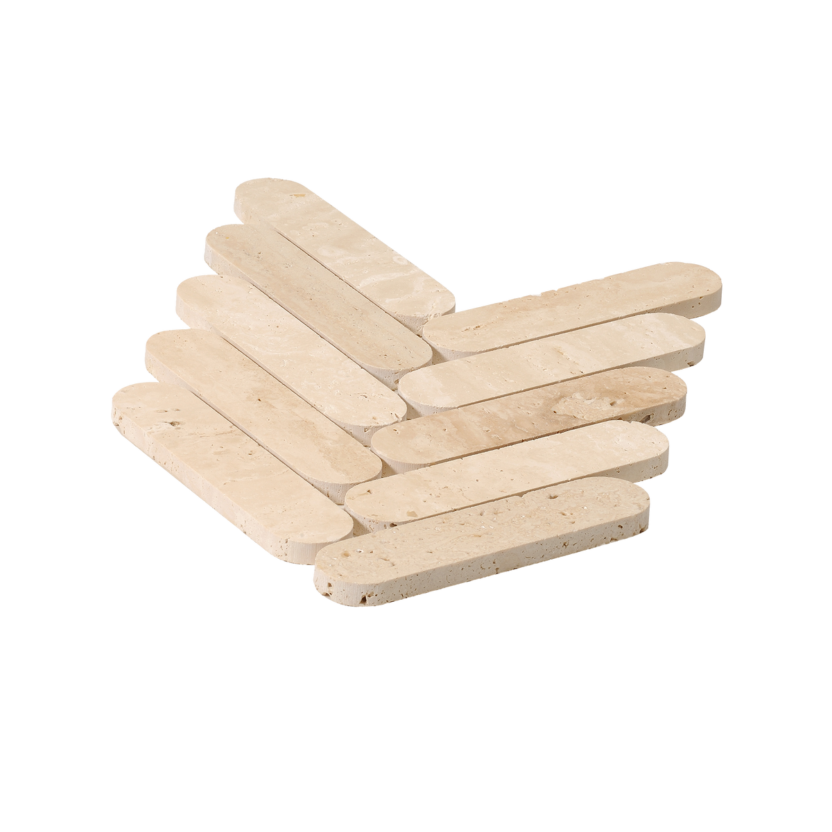 Natural Travertine Beige Connect Herringbone Honed Mosaic