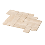 Natural Travertine Beige French Pattern Tumbled Mosaic